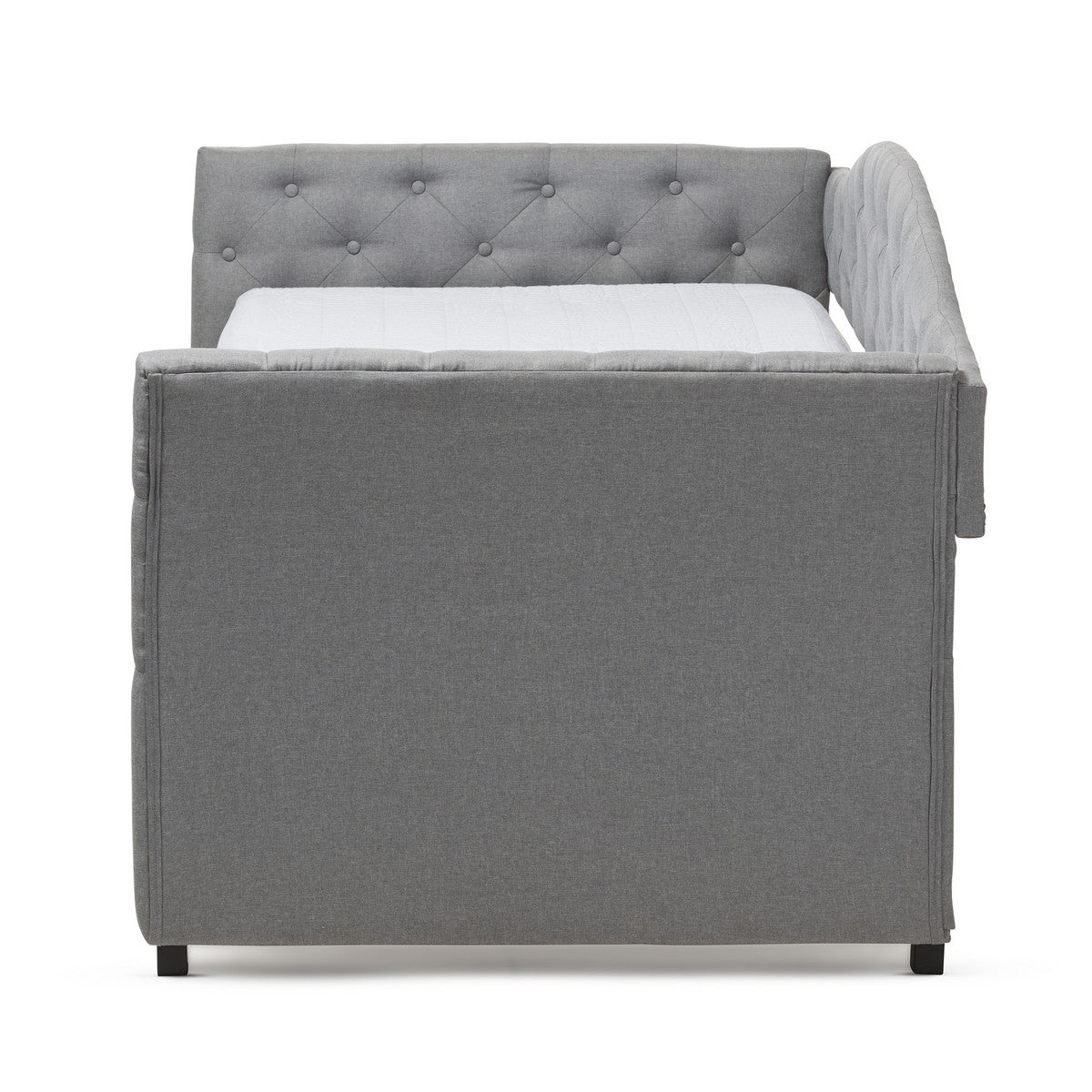 Baxton Studio Gwendolyn Modern and Contemporary Grey Fabric Upholstered Daybed with Trundle