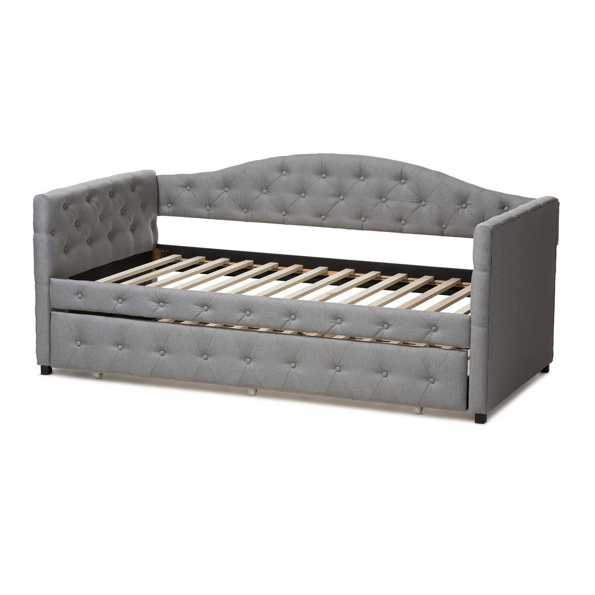 Baxton Studio Gwendolyn Modern and Contemporary Grey Fabric Upholstered Daybed with Trundle