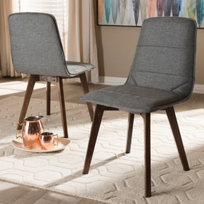 Baxton Studio Karalee Mid-Century Modern Dark Grey Fabric Upholstered Dining Chair (Set of 2) Baxton Studio-dining chair-Minimal And Modern - 5
