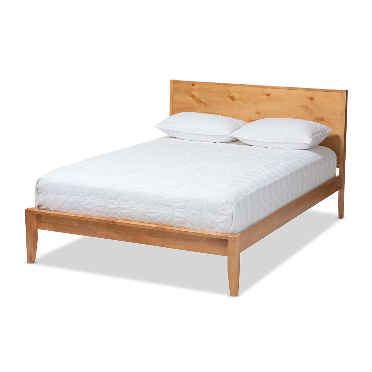 Baxton Studio Marana Modern and Rustic Natural Oak and Pine Finished Wood Queen Size Platform Bed Baxton Studio-beds-Minimal And Modern - 1