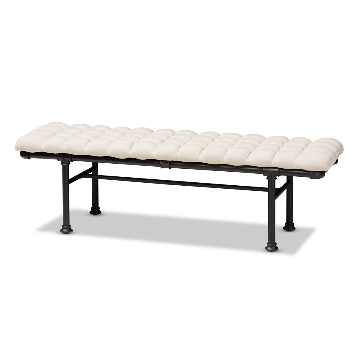 Baxton Studio Zelie Rustic and Industrial Light Beige Fabric Upholstered Bench Baxton Studio-benches-Minimal And Modern - 1