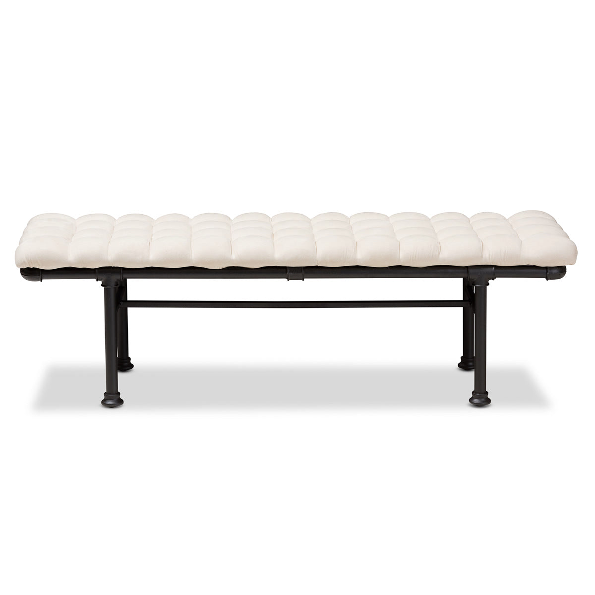 Baxton Studio Zelie Rustic and Industrial Light Beige Fabric Upholstered Bench Baxton Studio-benches-Minimal And Modern - 2