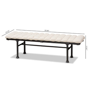 Baxton Studio Zelie Rustic and Industrial Light Beige Fabric Upholstered Bench Baxton Studio-benches-Minimal And Modern - 8