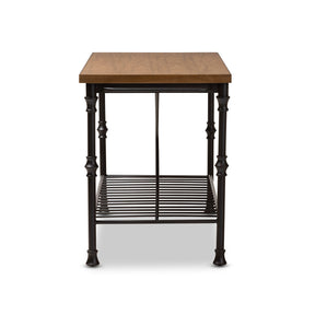 Baxton Studio Perin Vintage Rustic Industrial Style Wood and Bronze-Finished Steel Multipurpose Kitchen Island Table Baxton Studio-0-Minimal And Modern - 3