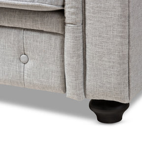 Baxton Studio Alaise Modern Classic Grey Linen Tufted Scroll Arm Chesterfield Chair Baxton Studio-chairs-Minimal And Modern - 6