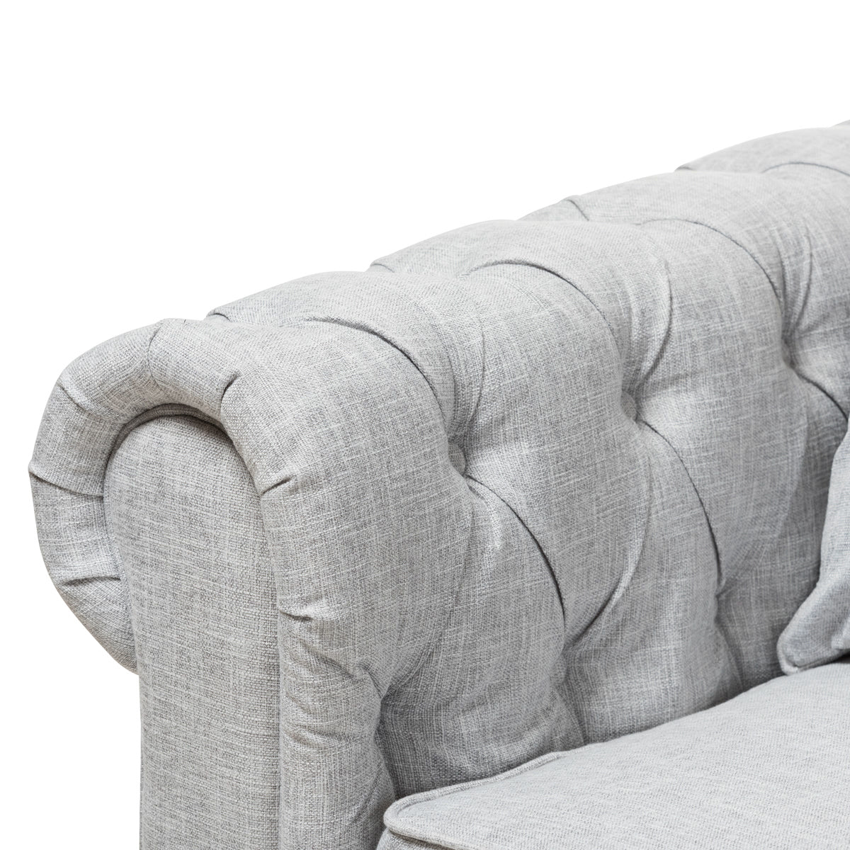 Baxton Studio Alaise Modern Classic Grey Linen Tufted Scroll Arm Chesterfield Sofa Baxton Studio-sofas-Minimal And Modern - 6
