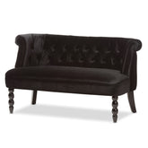 Baxton Studio Flax Victorian Style Contemporary Black Velvet Fabric Upholstered 2-seater Loveseat Baxton Studio-sofas-Minimal And Modern - 1