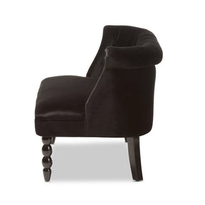 Baxton Studio Flax Victorian Style Contemporary Black Velvet Fabric Upholstered 2-seater Loveseat Baxton Studio-sofas-Minimal And Modern - 4