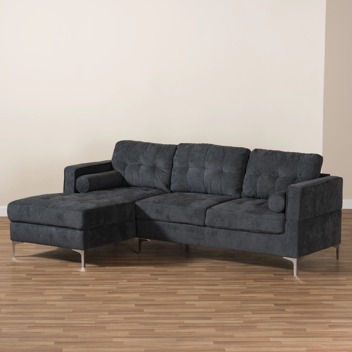 Baxton Studio Mireille Modern and Contemporary Dark Grey Fabric Upholstered Sectional Sofa Baxton Studio-sofas-Minimal And Modern - 5