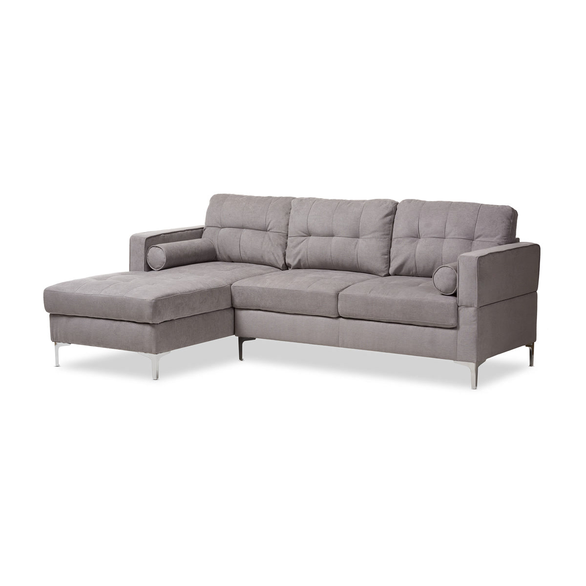 Baxton Studio Mireille Modern and Contemporary Light Grey Fabric Upholstered Sectional Sofa Baxton Studio-sofas-Minimal And Modern - 1