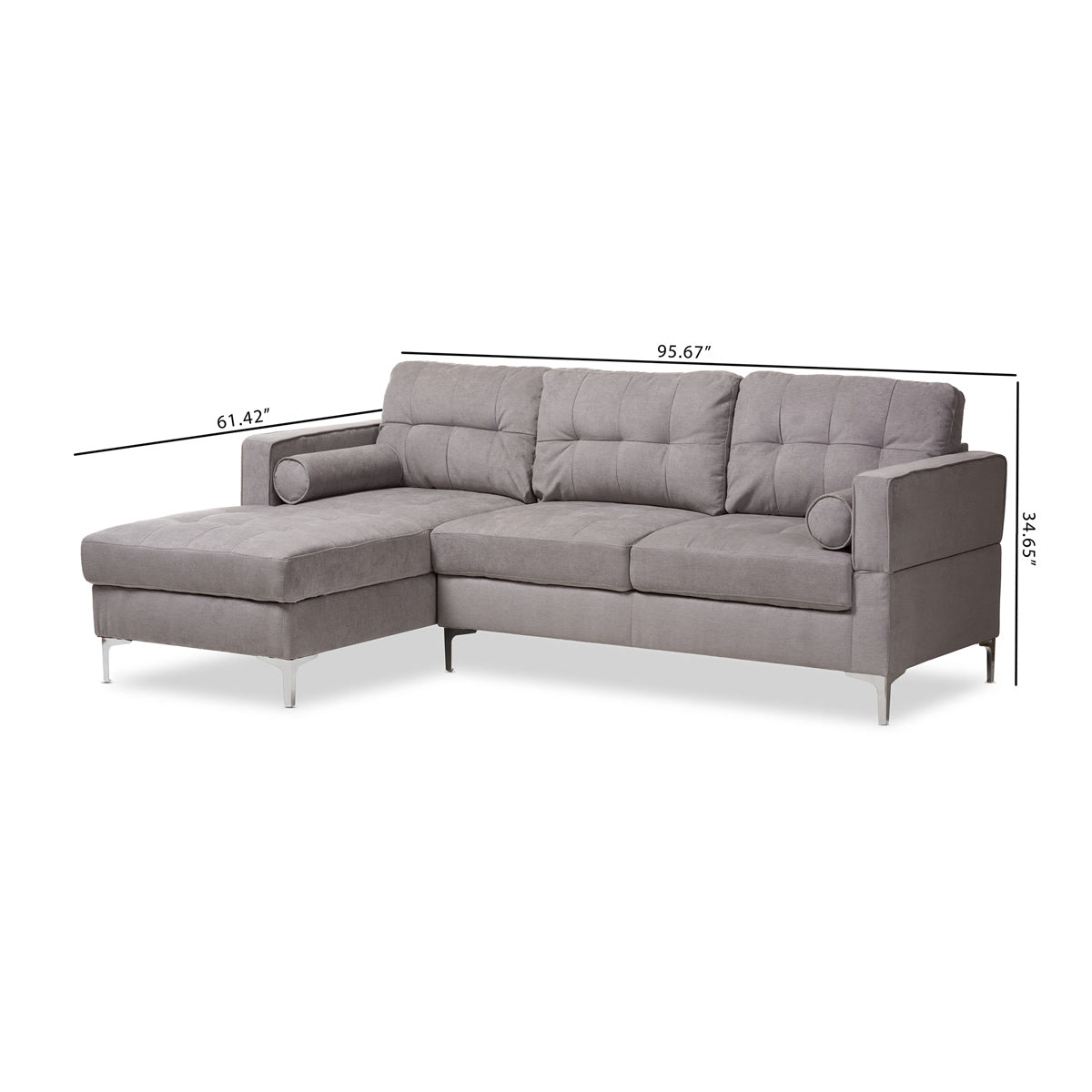 Baxton Studio Mireille Modern and Contemporary Light Grey Fabric Upholstered Sectional Sofa Baxton Studio-sofas-Minimal And Modern - 6