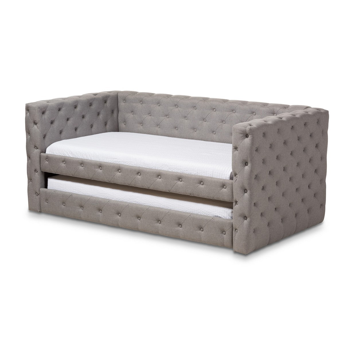 Baxton Studio Janie Classic And Contemporary Grey Fabric Upholstered Daybed With Trundle Baxton Studio-daybed-Minimal And Modern - 1