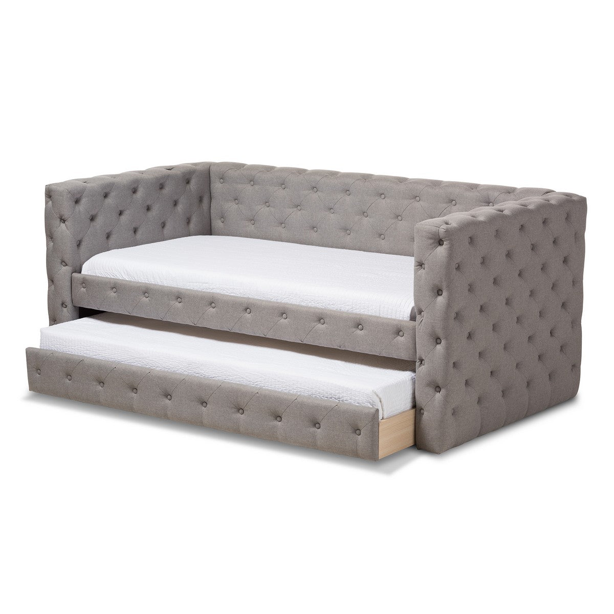 Baxton Studio Janie Classic And Contemporary Grey Fabric Upholstered Daybed With Trundle