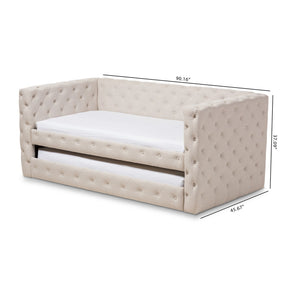 Baxton Studio Janie Classic And Contemporary Light Beige Fabric Upholstered Daybed With Trundle
