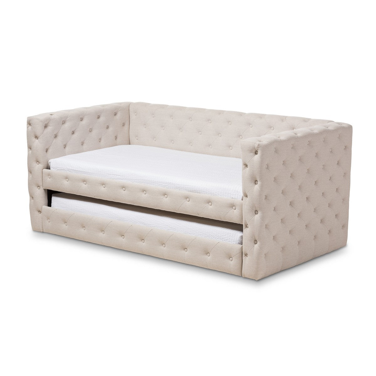 Baxton Studio Janie Classic And Contemporary Light Beige Fabric Upholstered Daybed With Trundle Baxton Studio-daybed-Minimal And Modern - 1