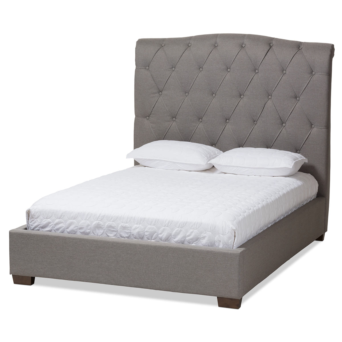 Baxton Studio Victoire Modern and Contemporary Light Grey Fabric Upholstered Queen Size Platform Bed Baxton Studio-beds-Minimal And Modern - 1