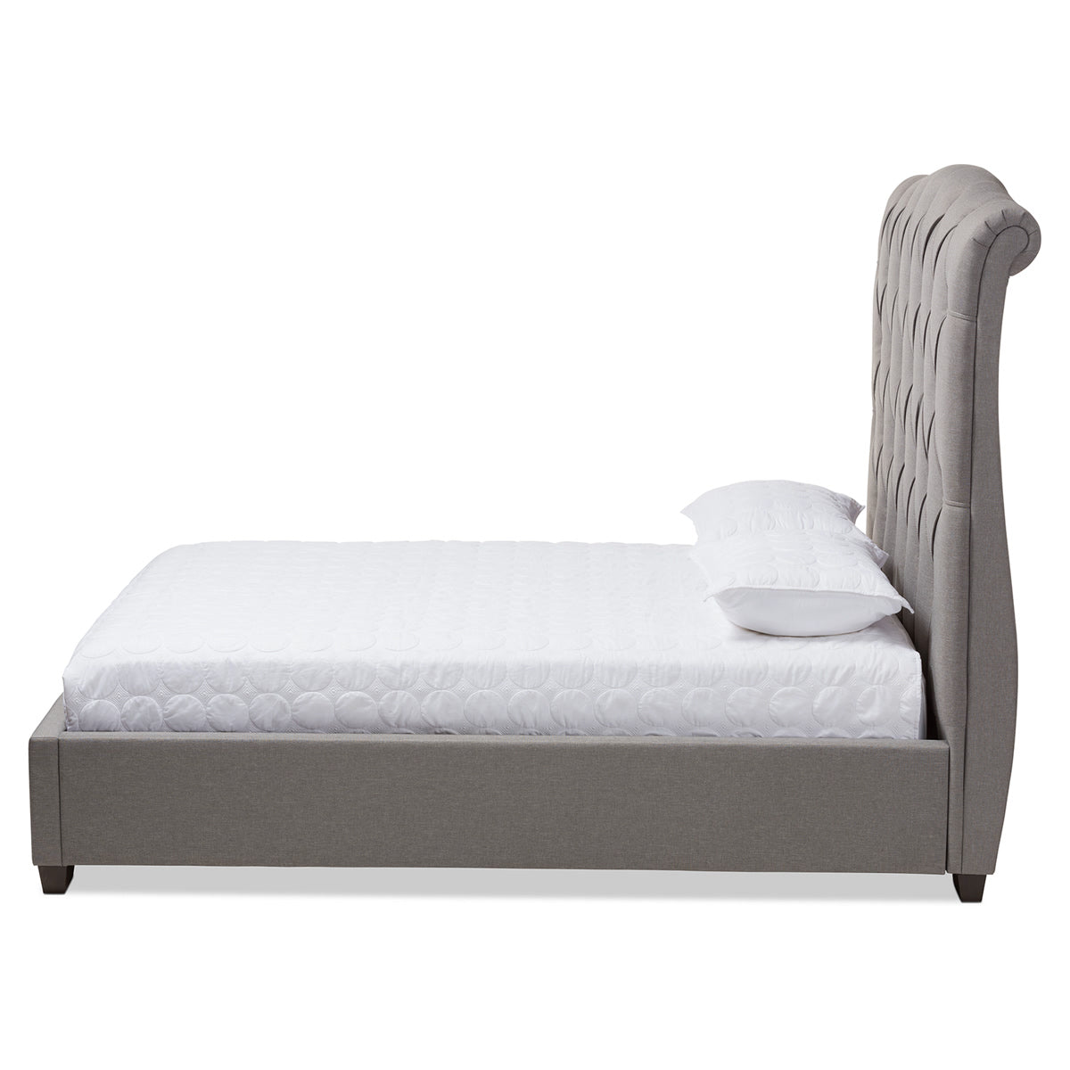 Baxton Studio Victoire Modern and Contemporary Light Grey Fabric Upholstered Queen Size Platform Bed Baxton Studio-beds-Minimal And Modern - 2
