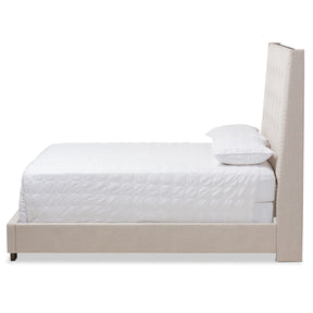 Baxton Studio Georgette Modern and Contemporary Light Beige Fabric Upholstered King Size Bed Baxton Studio-0-Minimal And Modern - 2