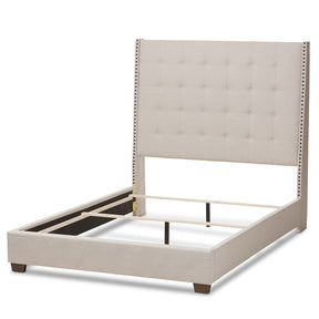 Baxton Studio Georgette Modern and Contemporary Light Beige Fabric Upholstered King Size Bed Baxton Studio-0-Minimal And Modern - 3