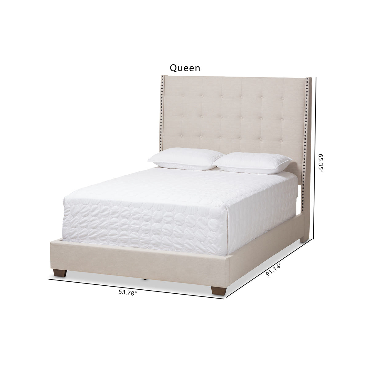 Baxton Studio Georgette Modern and Contemporary Light Beige Fabric Upholstered King Size Bed Baxton Studio-0-Minimal And Modern - 8