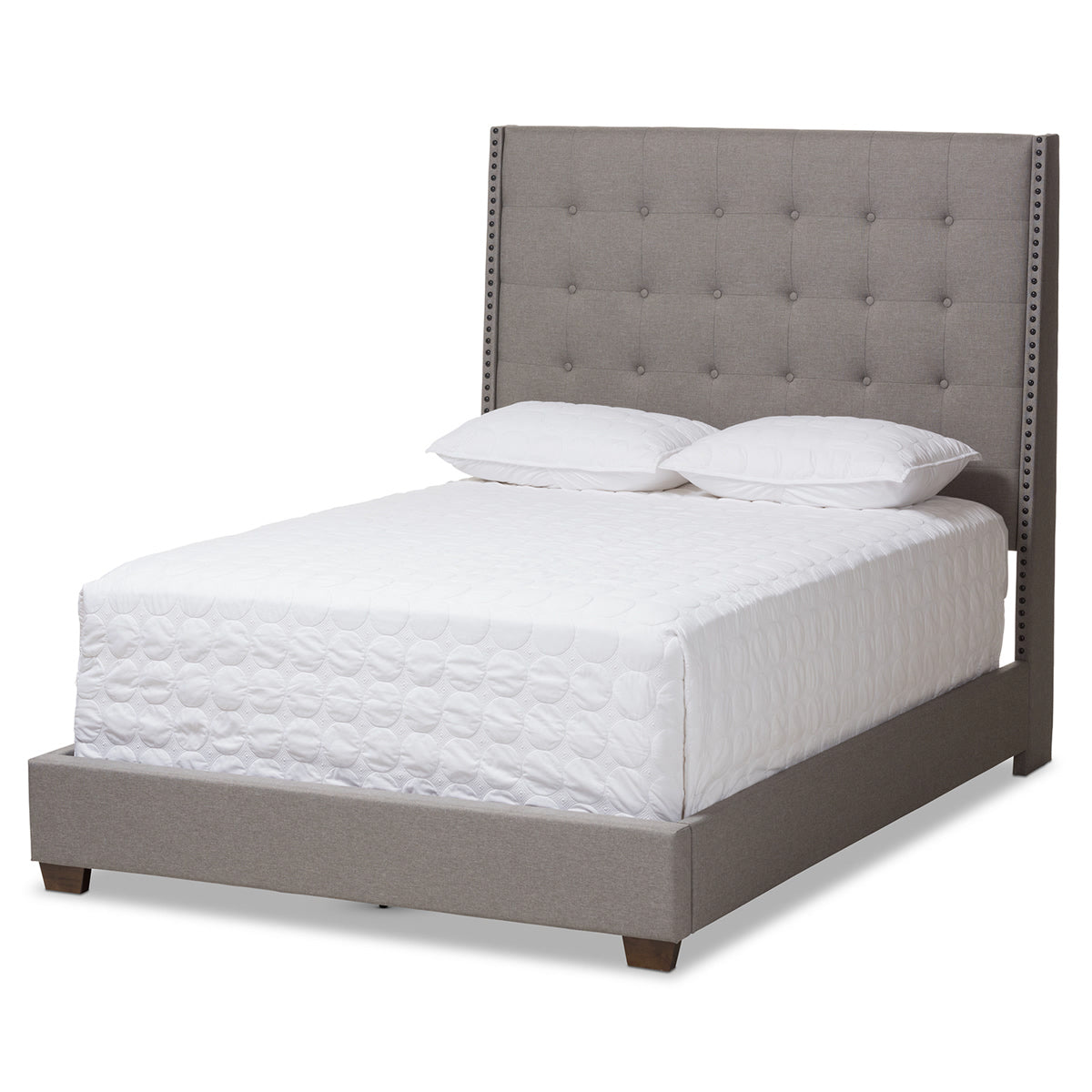 Baxton Studio Georgette Modern and Contemporary Light Grey Fabric Upholstered King Size Bed Baxton Studio-0-Minimal And Modern - 1