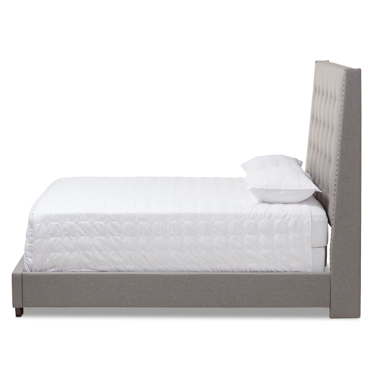 Baxton Studio Georgette Modern and Contemporary Light Grey Fabric Upholstered King Size Bed Baxton Studio-0-Minimal And Modern - 2