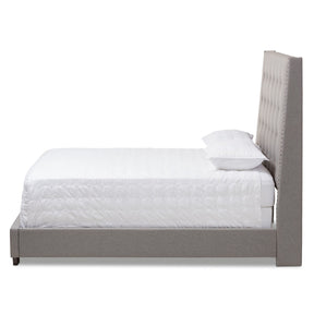 Baxton Studio Georgette Modern and Contemporary Light Grey Fabric Upholstered Queen Size Bed Baxton Studio-0-Minimal And Modern - 2