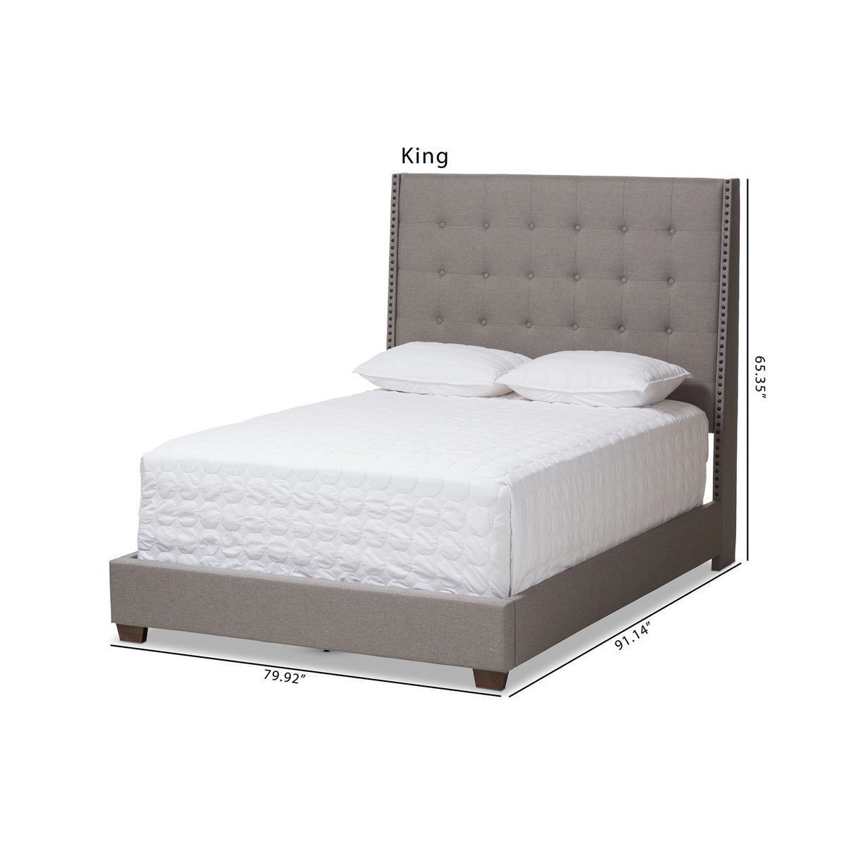 Baxton Studio Georgette Modern and Contemporary Light Grey Fabric Upholstered Queen Size Bed Baxton Studio-0-Minimal And Modern - 9