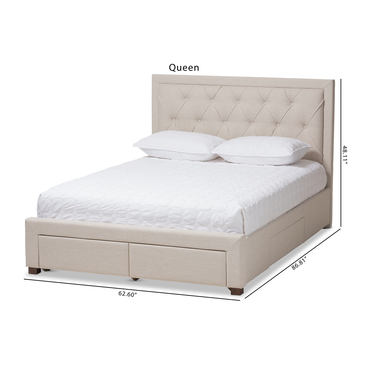 Baxton Studio Aurelie Modern and Contemporary Light Beige Fabric Upholstered Queen Size Storage Bed Baxton Studio-beds-Minimal And Modern - 5