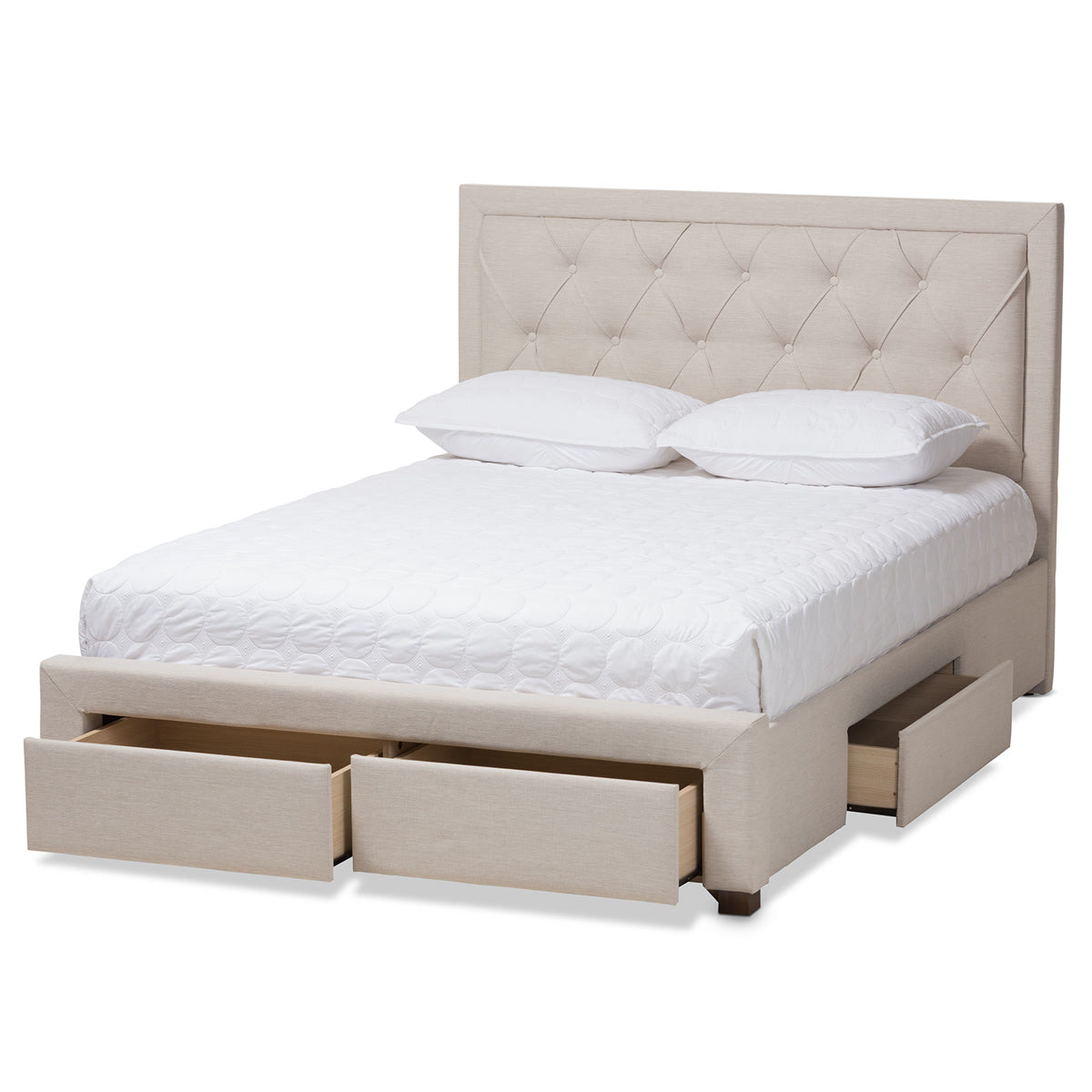 Baxton Studio Aurelie Modern and Contemporary Light Beige Fabric Upholstered Queen Size Storage Bed Baxton Studio-beds-Minimal And Modern - 7