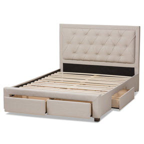 Baxton Studio Aurelie Modern and Contemporary Light Beige Fabric Upholstered Queen Size Storage Bed Baxton Studio-beds-Minimal And Modern - 10