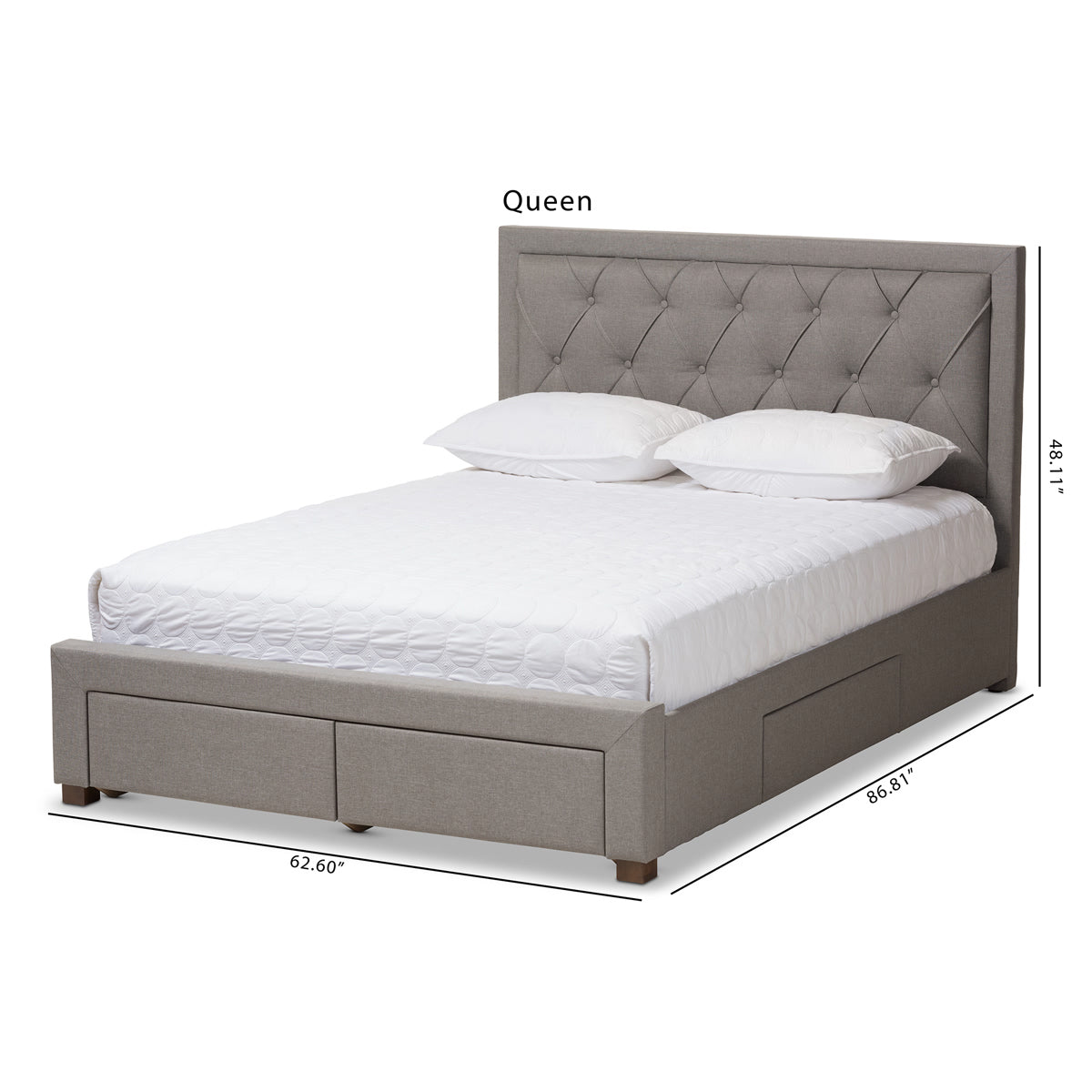 Baxton Studio Aurelie Modern and Contemporary Light Grey Fabric Upholstered King Size Storage Bed Baxton Studio-beds-Minimal And Modern - 5