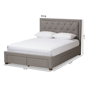 Baxton Studio Aurelie Modern and Contemporary Light Grey Fabric Upholstered King Size Storage Bed Baxton Studio-beds-Minimal And Modern - 6