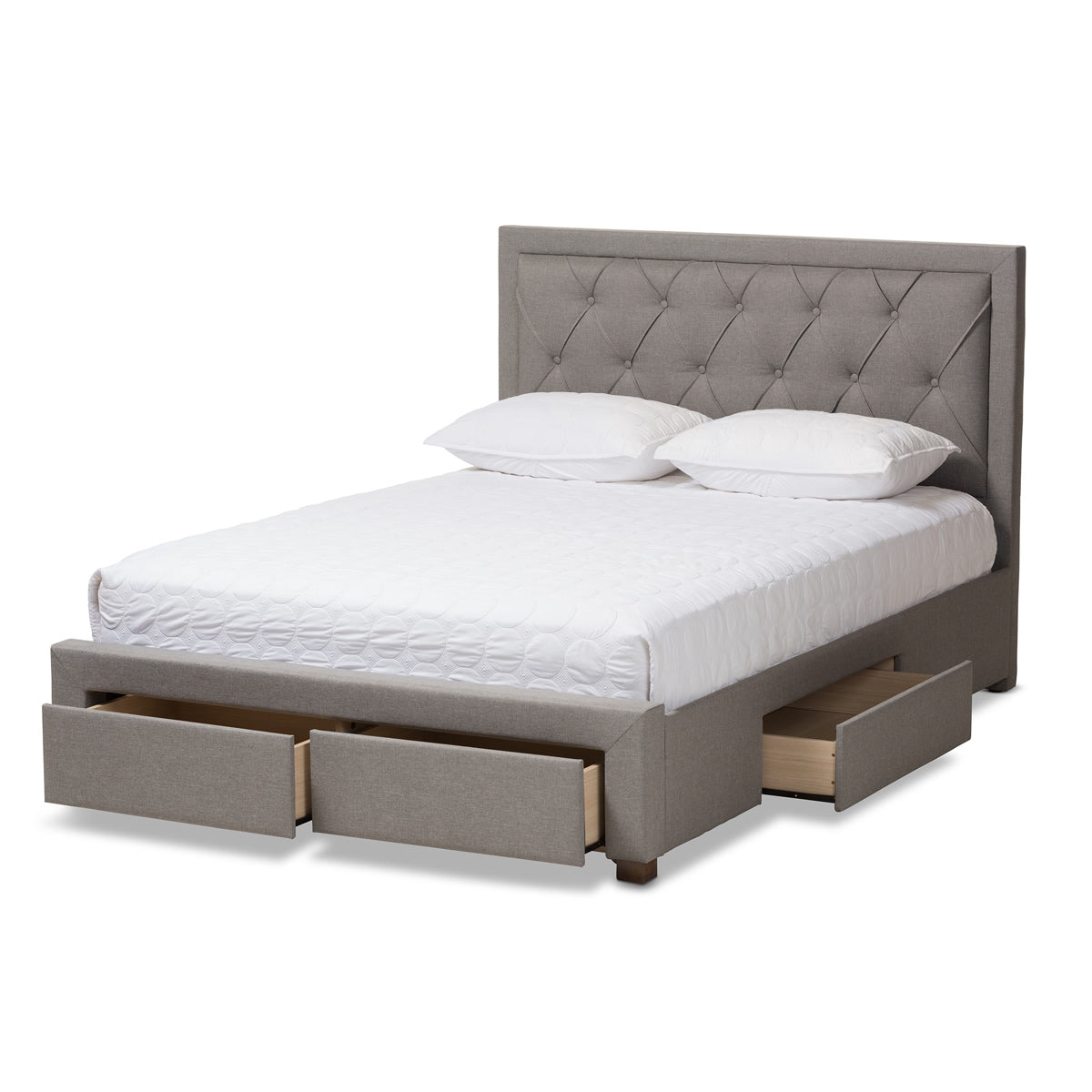Baxton Studio Aurelie Modern and Contemporary Light Grey Fabric Upholstered King Size Storage Bed Baxton Studio-beds-Minimal And Modern - 7