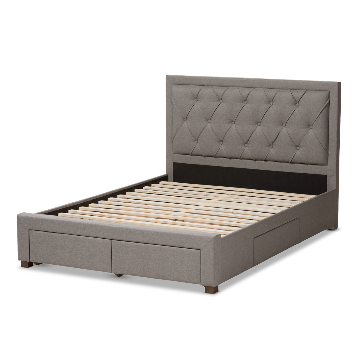 Baxton Studio Aurelie Modern and Contemporary Light Grey Fabric Upholstered King Size Storage Bed Baxton Studio-beds-Minimal And Modern - 9