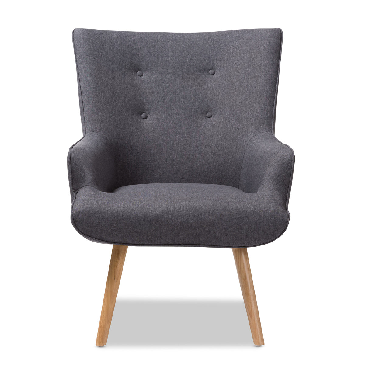 Baxton Studio Alden Mid-Century Modern Dark Grey Fabric Upholstered Natural Finished Wood Lounge Chair Baxton Studio-chairs-Minimal And Modern - 2