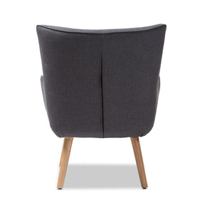Baxton Studio Alden Mid-Century Modern Dark Grey Fabric Upholstered Natural Finished Wood Lounge Chair Baxton Studio-chairs-Minimal And Modern - 4