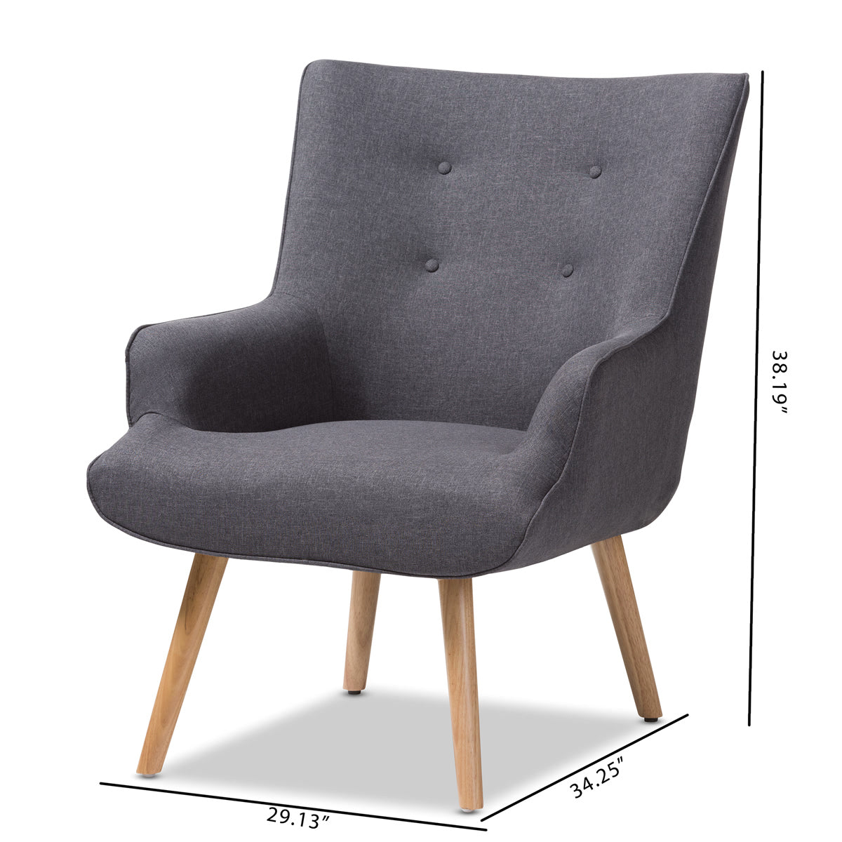 Baxton Studio Alden Mid-Century Modern Dark Grey Fabric Upholstered Natural Finished Wood Lounge Chair Baxton Studio-chairs-Minimal And Modern - 9