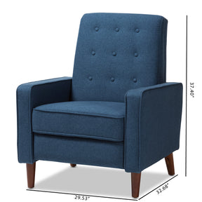 Baxton Studio Mathias Mid-century Modern Blue Fabric Upholstered Lounge Chair Baxton Studio-chairs-Minimal And Modern - 4