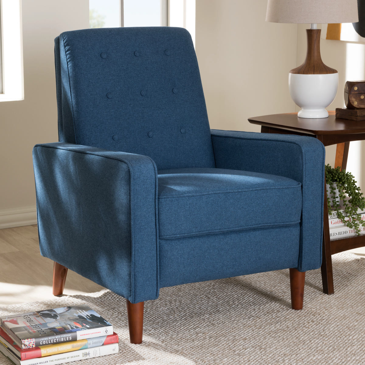 Baxton Studio Mathias Mid-century Modern Blue Fabric Upholstered Lounge Chair Baxton Studio-chairs-Minimal And Modern - 12