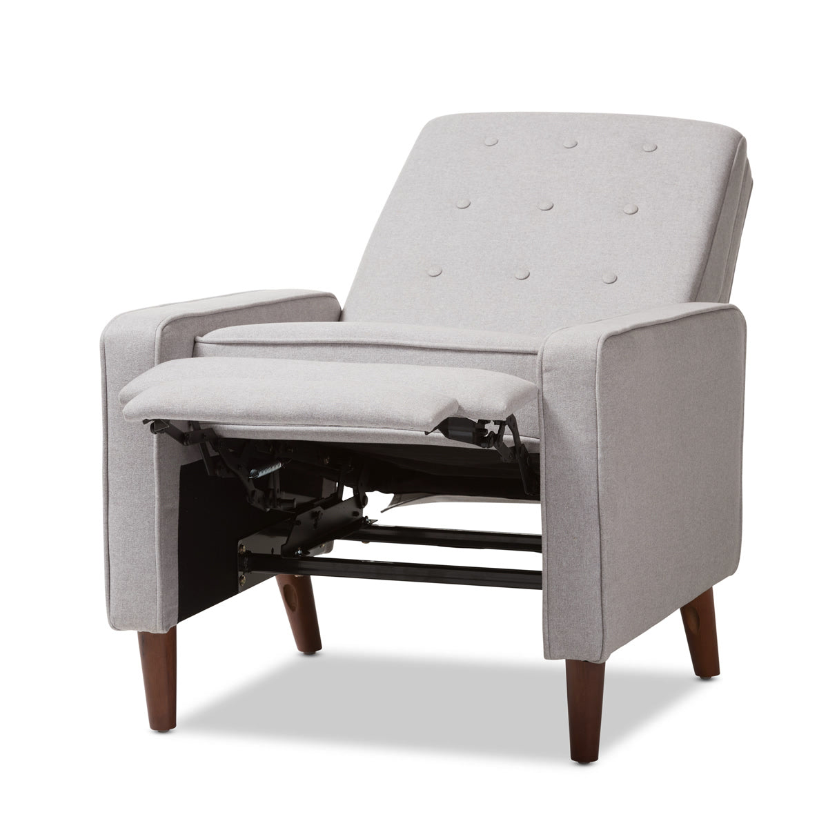 Baxton Studio Mathias Mid-century Modern Light Grey Fabric Upholstered Lounge Chair Baxton Studio-chairs-Minimal And Modern - 6