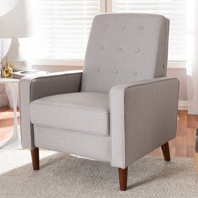 Baxton Studio Mathias Mid-century Modern Light Grey Fabric Upholstered Lounge Chair Baxton Studio-chairs-Minimal And Modern - 12