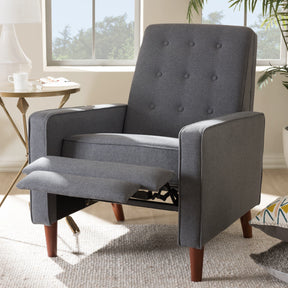 Baxton Studio Mathias Mid-century Modern Grey Fabric Upholstered Lounge Chair Baxton Studio-chairs-Minimal And Modern - 2