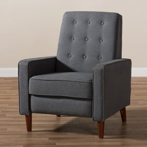 Baxton Studio Mathias Mid-century Modern Grey Fabric Upholstered Lounge Chair Baxton Studio-chairs-Minimal And Modern - 3