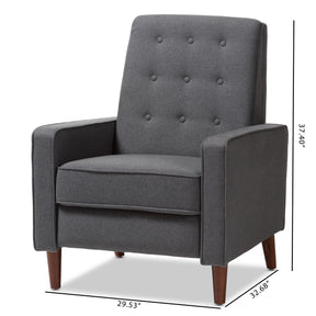 Baxton Studio Mathias Mid-century Modern Grey Fabric Upholstered Lounge Chair Baxton Studio-chairs-Minimal And Modern - 4
