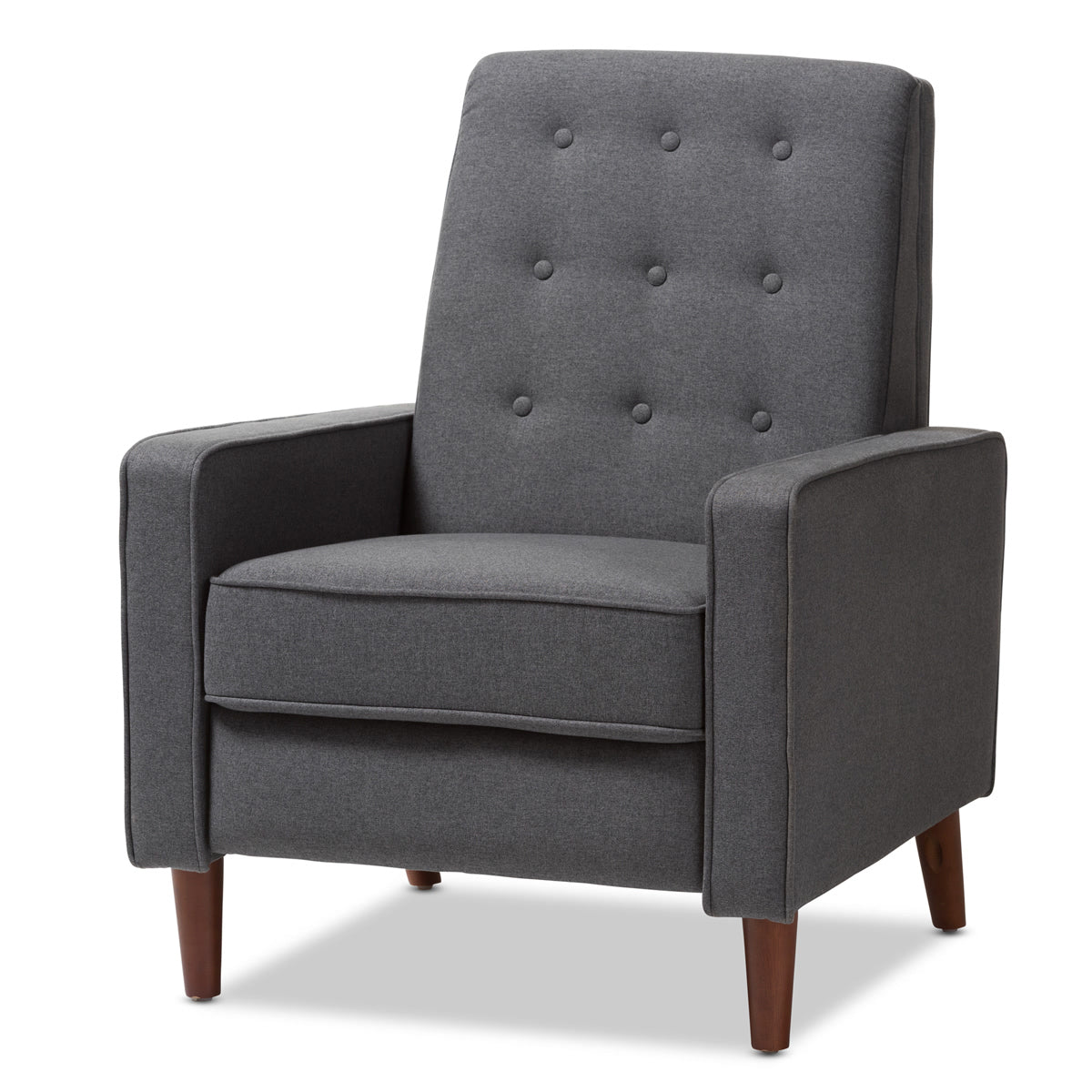 Baxton Studio Mathias Mid-century Modern Grey Fabric Upholstered Lounge Chair Baxton Studio-chairs-Minimal And Modern - 1