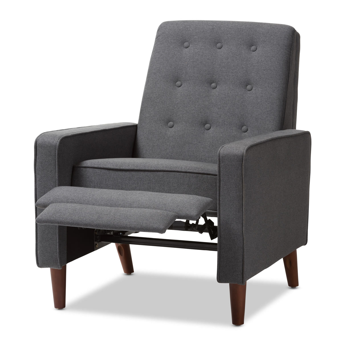 Baxton Studio Mathias Mid-century Modern Grey Fabric Upholstered Lounge Chair Baxton Studio-chairs-Minimal And Modern - 5
