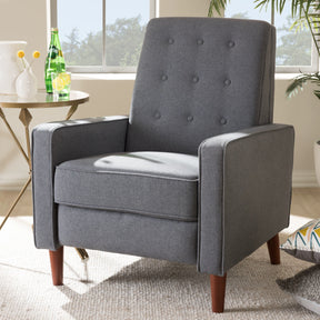 Baxton Studio Mathias Mid-century Modern Grey Fabric Upholstered Lounge Chair Baxton Studio-chairs-Minimal And Modern - 12
