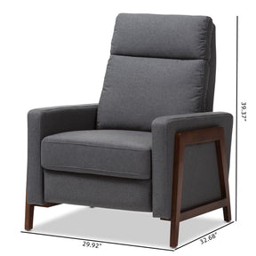 Baxton Studio Halstein Mid-century Modern Grey Fabric Upholstered Lounge Chair Baxton Studio-chairs-Minimal And Modern - 4
