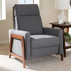 Baxton Studio Halstein Mid-century Modern Grey Fabric Upholstered Lounge Chair Baxton Studio-chairs-Minimal And Modern - 12